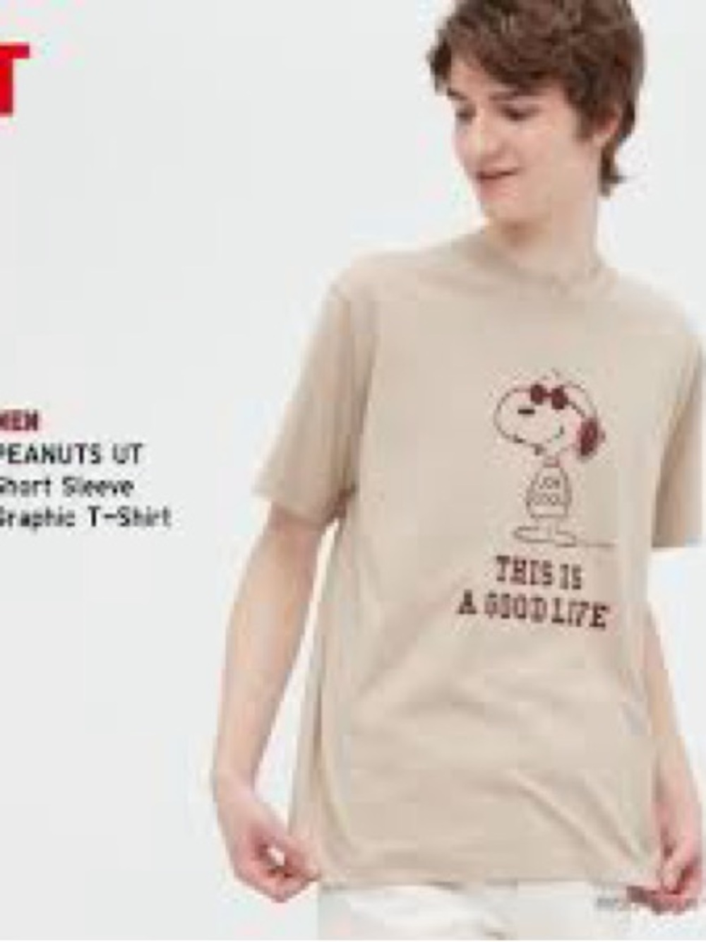 Uniqlo Beige Peanuts Graphic Short Sleeve Tee